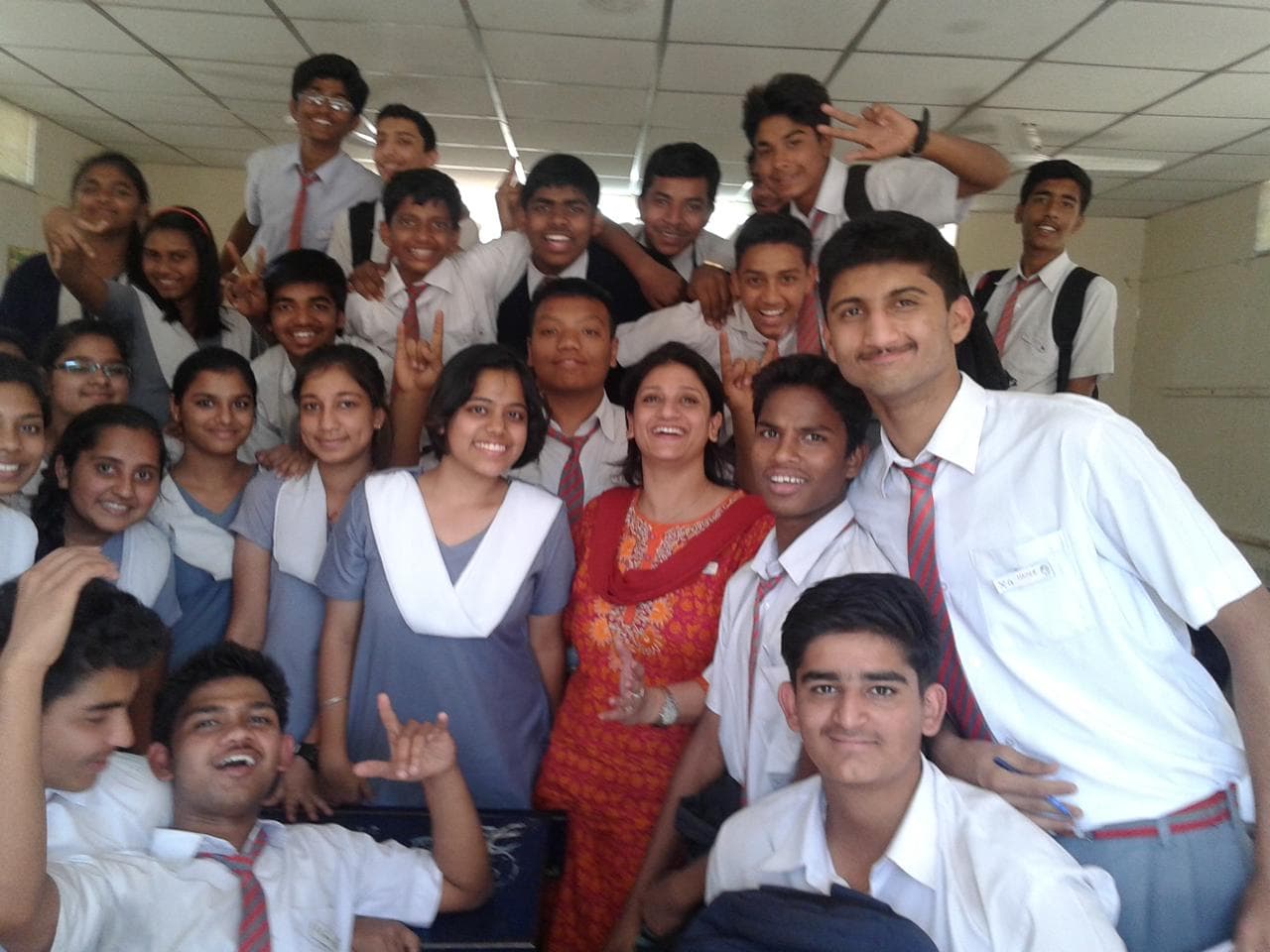 Students of Abha Science Classes with their teacher